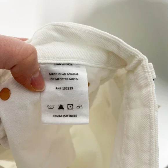 GRLFRND Karolina High Rise Straight Crop Jeans‎ White Frayed Hem Denim Sz 26 NEW - Picture 10 of 12